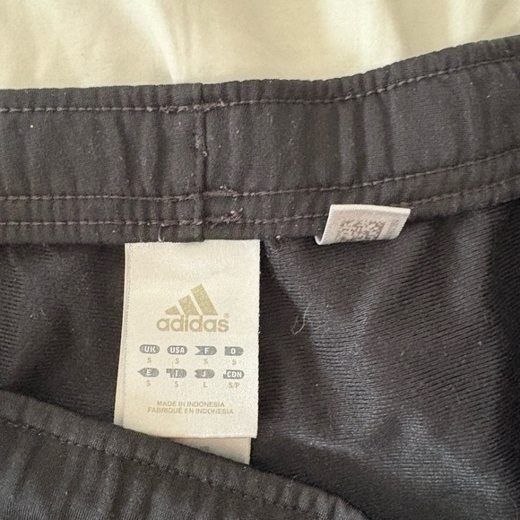 Adidas Women's Black Athletic Shorts with White Stripes - Picture 3 of 4